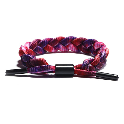 Adjustable Polyester Cord Braided Bracelets, with Alloy Findings