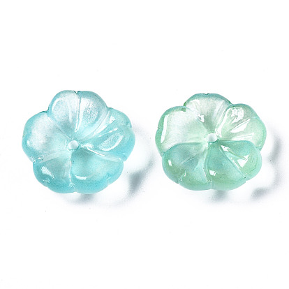 Perles de verre peintes par pulvérisation transparent, moitié givré, fleur