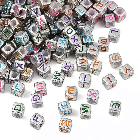 Непрозрачные акриловые бусины, куб с письмом