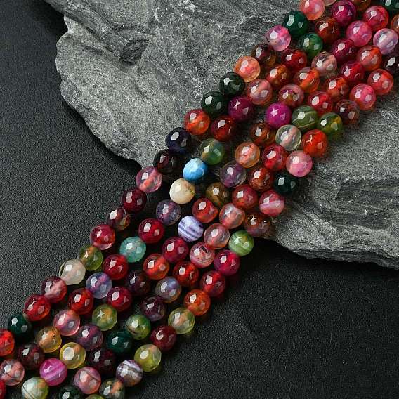Естественно агат круглых бусин прядь, окрашенные, граненые