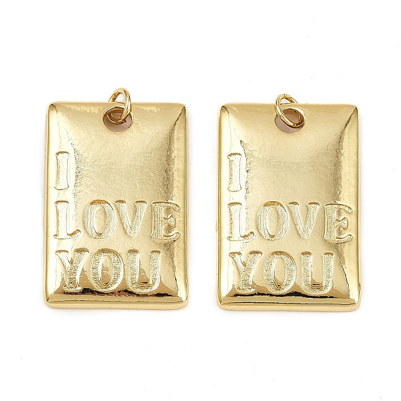 Латунные подвески, прямоугольник со словом я тебя люблю подвески, без кадмия и без свинца, стойки покрытие, долговечный, штамповка пустой метки, с целью перехода в кольце