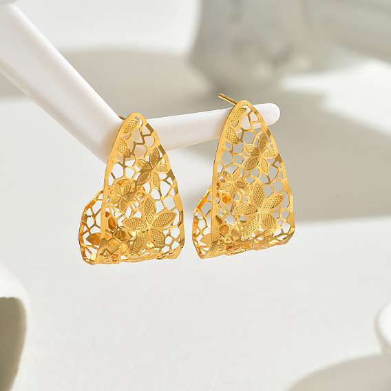 Серьги-гвоздики из сплава с полыми цветами