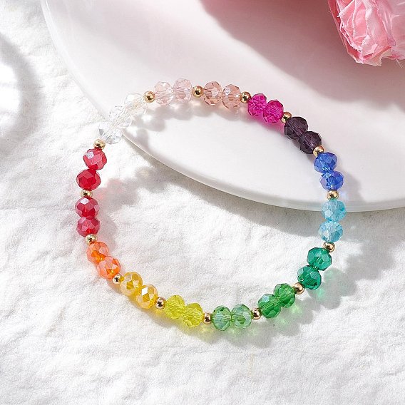 Браслеты из стеклянных бусин с гальваническим покрытием «чакра» для женщин, рондель