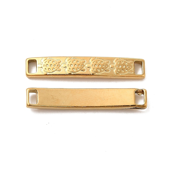 PVD Vacuum Plating 304 Stainless Steel Links, Curved Rectangle with Sea Turtle