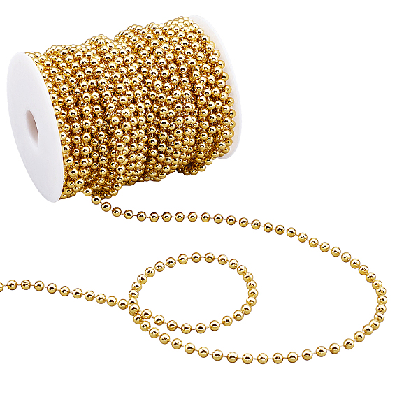 Цепочки ручной работы из бисера с искусственным жемчугом, с хлопчатобумажной нитью, мяч цепи, несварные, с катушкой, круглые