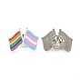 Alloy Pride Enamel Brooches, Enamel Pin, with Butterfly Clutches, Rainbow Flag, Platinum
