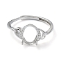 Adjustable 925 Sterling Silver Ring Components, with Cubic Zirconia, 4 Claw Prong Ring Settings, For Half Drilled Beads