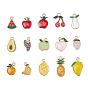 15Pcs 15 Style Alloy Enamel Pendants, Light Gold, Fruit