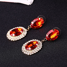 Stunning Copper Diamond Earrings - Celebrity Style Fashion Jewelry for Bride (E073)