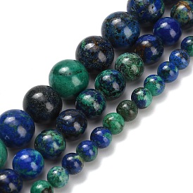 Натуральные нитки из бисера азурита, круглые, класс А