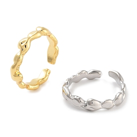 Rack Plating Brass Open Cuff Rings for Women, Long-Lasting Plated, Lead Free & Cadmium Free, Nuggets