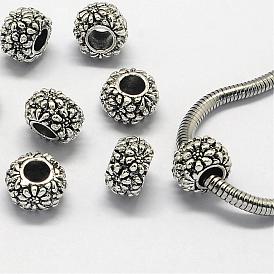 Perles européennes en alliage, Perles avec un grand trou   , rondelle, 11x7mm, Trou: 5mm