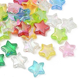 30 шт. гальванических прозрачных акриловых бусин, звезда, AB цвет