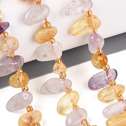 Природные Аметрин бисер нитей, самородки, Топ пробуренной, упавший камень, с бисером