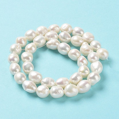 Natural Cultured Freshwater Pearl Beads Strands, Two Side Polished, Grade 6A+