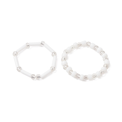 Bagues extensibles en perles de verre pour femmes, avec du fil de cristal élastique