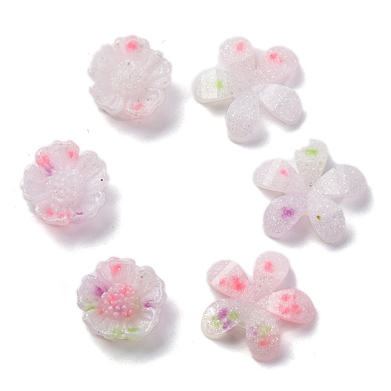 Светящаяся смола декодирует кабошоны, цветок, светится в темноте, с блеском порошок