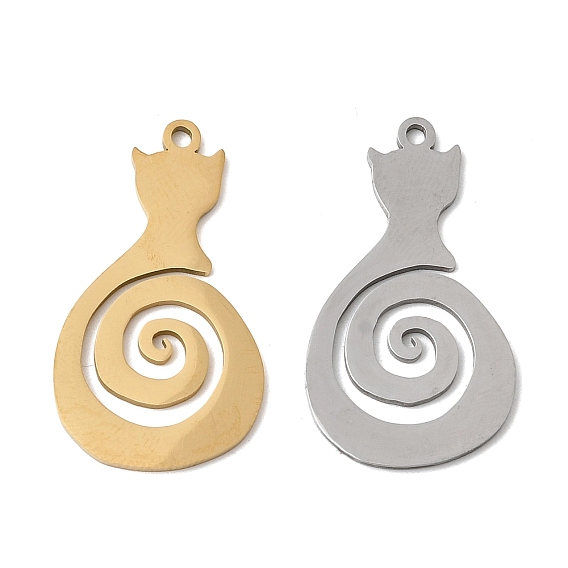 304 подвески из нержавеющей стали, кулон «кошка с вихревым хвостом», без свинца, без кадмии и без никеля