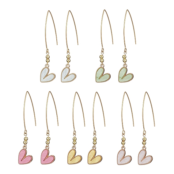 Alloy Heart with Acrylic Beaded Dangle Earrings