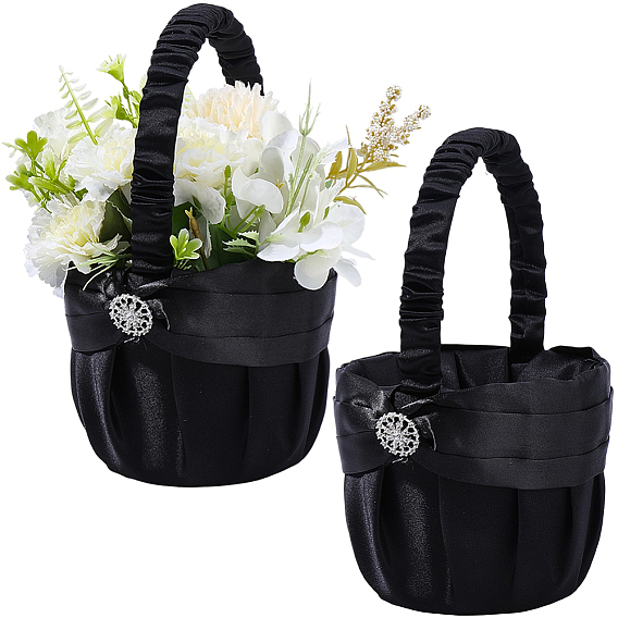 Полиэстеровые цветочные корзины с ручкой, со стразами