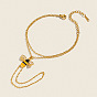 304 Stainless Steel Enamel Yellow Bee Double Layer Hand Chain Ring Bracelets for Women