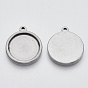 201 Stainless Steel Pendant Cabochon Settings, Flat Round