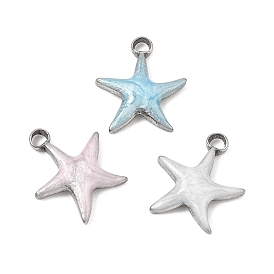 304 Stainless Steel with Enamel Charms, Star Charms, Stainless Steel Color