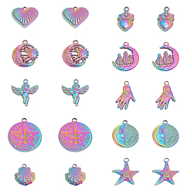 20 шт 10 стили 304 подвески из нержавеющей стали, ангел и морская звезда и ракушка