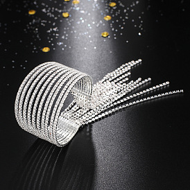 Sparkling Diamond Wire Bangle with Tassel Charm - Elegant and Chic Bracelet