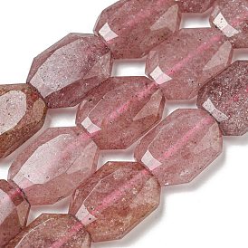 Natural Strawberry Quartz Beads Strands, Hexagon, Faceted