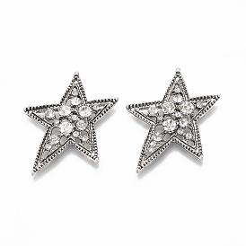 Alloy Flat Back Cabochons, with Rhinestone, Star, Crystal