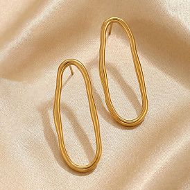 304 boucles d'oreilles à tige ovales en acier inoxydable pour femmes