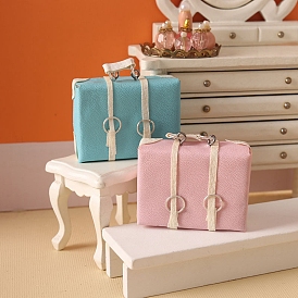 Mini Imitation Leather Suitcases, Miniature Luggage, Dollhouse Decorations, Rectangle