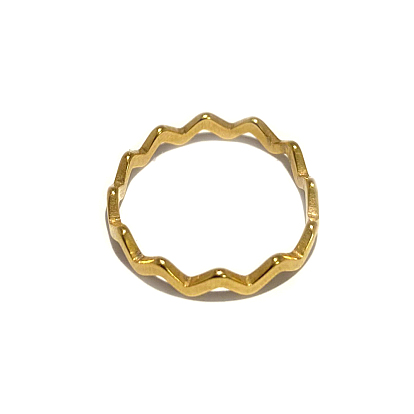Ion Plating(IP) 201 Stainless Steel Wave Finger Ring for Women