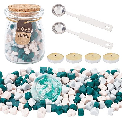 CRASPIRE Sealing Wax Particles Kits for Retro Seal Stamp, with Stainless Steel Spoon, Candle, Glass Jar