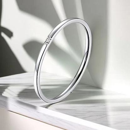Stainless Steel Rhinestone Plain Band Rings
