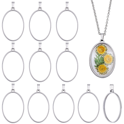 20pcs 304 pendentifs à lunette arrière ouverte en acier inoxydable, avec 201 accessoires en acier inoxydable