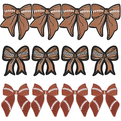 12 шт. 3 стили компьютерная вышивка нейлоновые тканевые заплатки, нашивка с бантом для регби