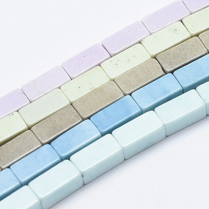 Natural Agate Beads Strands, Dyed & Heated, Cuboid