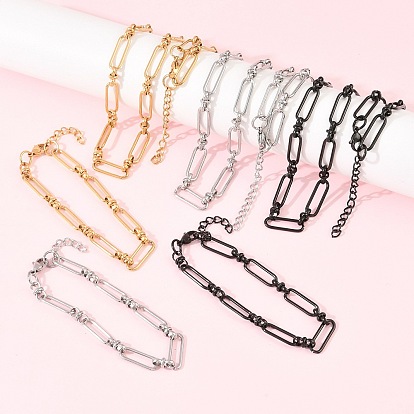 304 Наборы украшений из скрепок из нержавеющей стали: браслет и ожерелье., с карабин-лобстерами 