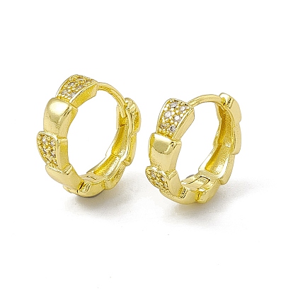 Rack Plating Brass Clear Cubic Zirconia Hoop Earrings for Women, Long-Lasting Plated, Lead Free & Cadmium Free, Flat Round