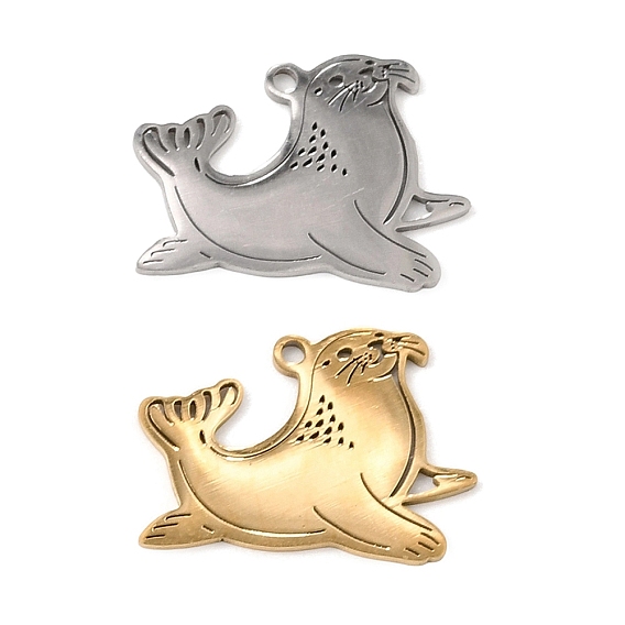 201 Stainless Steel Pendant, Sea Lion Charms