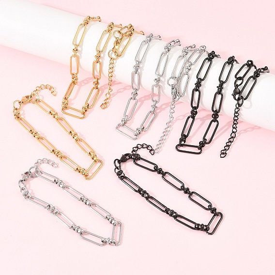 304 Наборы украшений из скрепок из нержавеющей стали: браслет и ожерелье., с карабин-лобстерами 