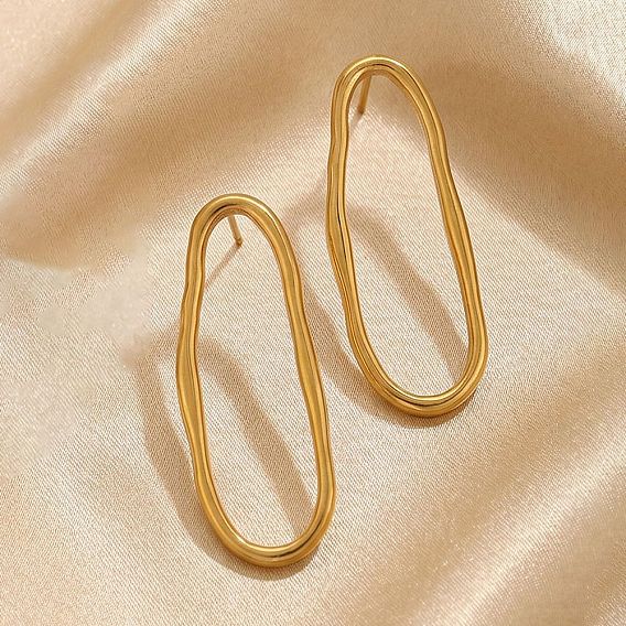 304 Stainless Steel Oval Stud Earrings for Women
