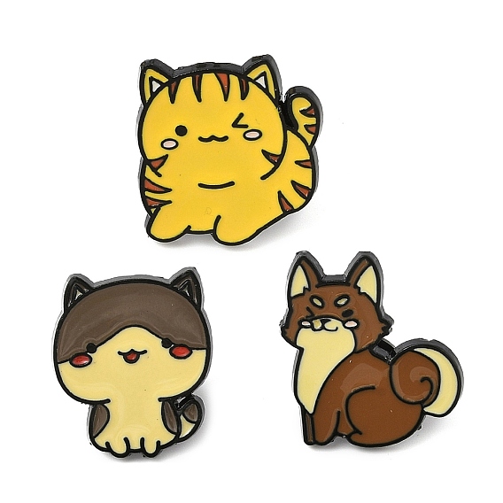 Броши из черного сплава с эмалью