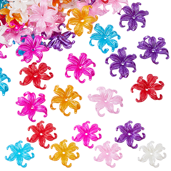 70шт 7 цвета непрозрачные акриловые колпачки для бусин, цветок