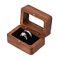 1шт 2-слотовые магнитные деревянные коробки для хранения колец, с прозрачным окном и бархатом внутри, прямоугольные