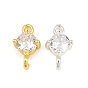 Brass Pave Clear Cubic Zirconia Connector Charms, Flat Round Links, Rack Plating, Lead Free & Cadmium Free, Long-Lasting Plated