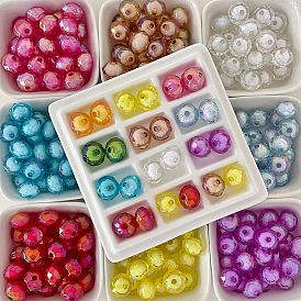 Transparent Acrylic Beads, Bead in Bead, Faceted, Rondelle