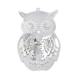 304 подвески-соединители в виде совы из нержавеющей стали со стразами, гравированные металлические украшения